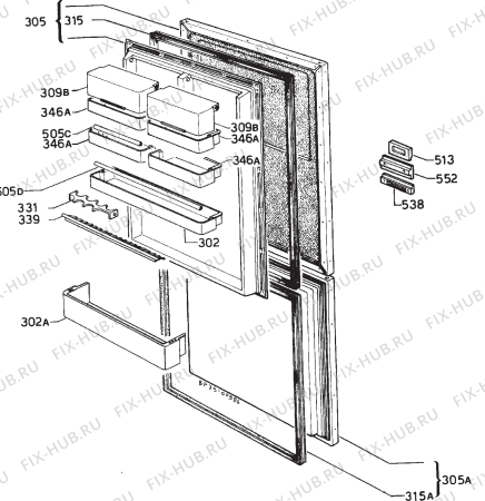 Взрыв-схема холодильника Alno AZE4125IW - Схема узла Door 003